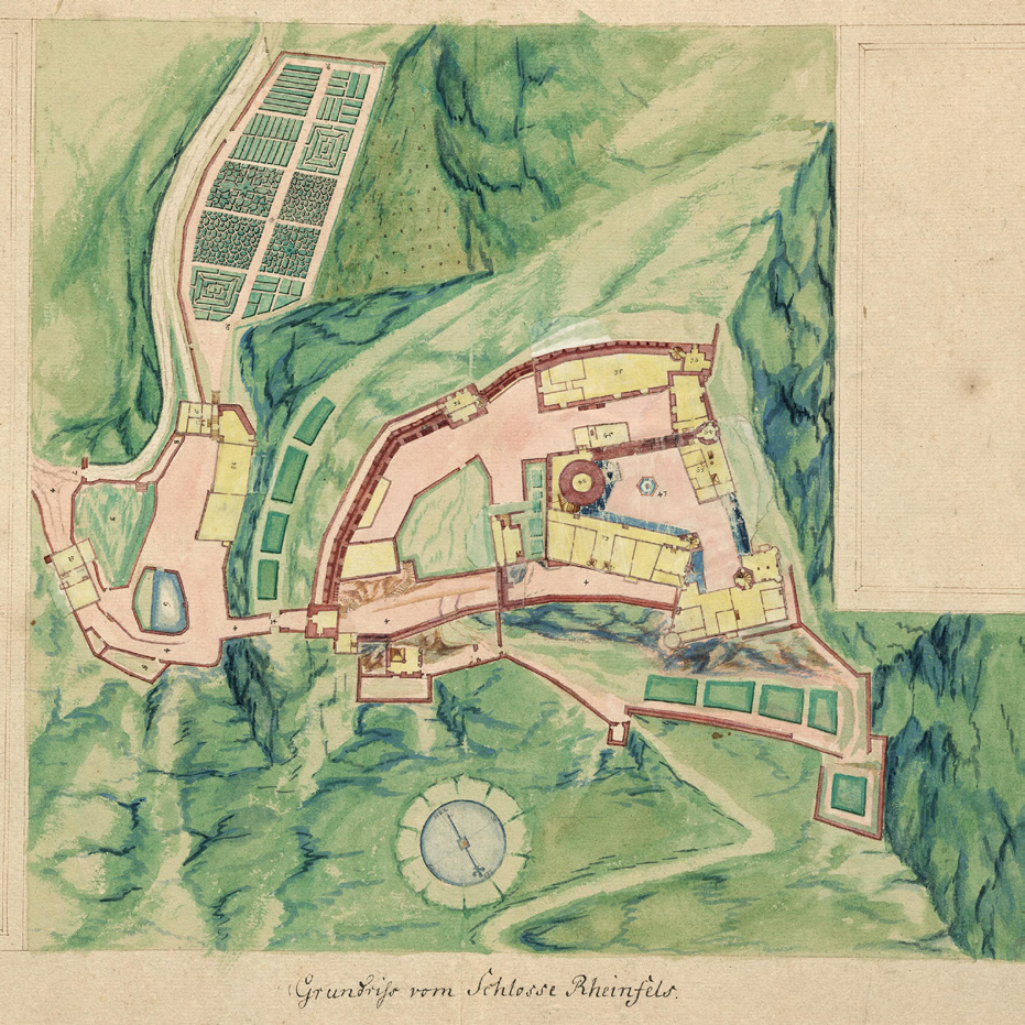Historische Karten und Abbildungen am Beispiel Burg Rheinfels Landtafel nach Dillich (Aufmaß 1607/08).